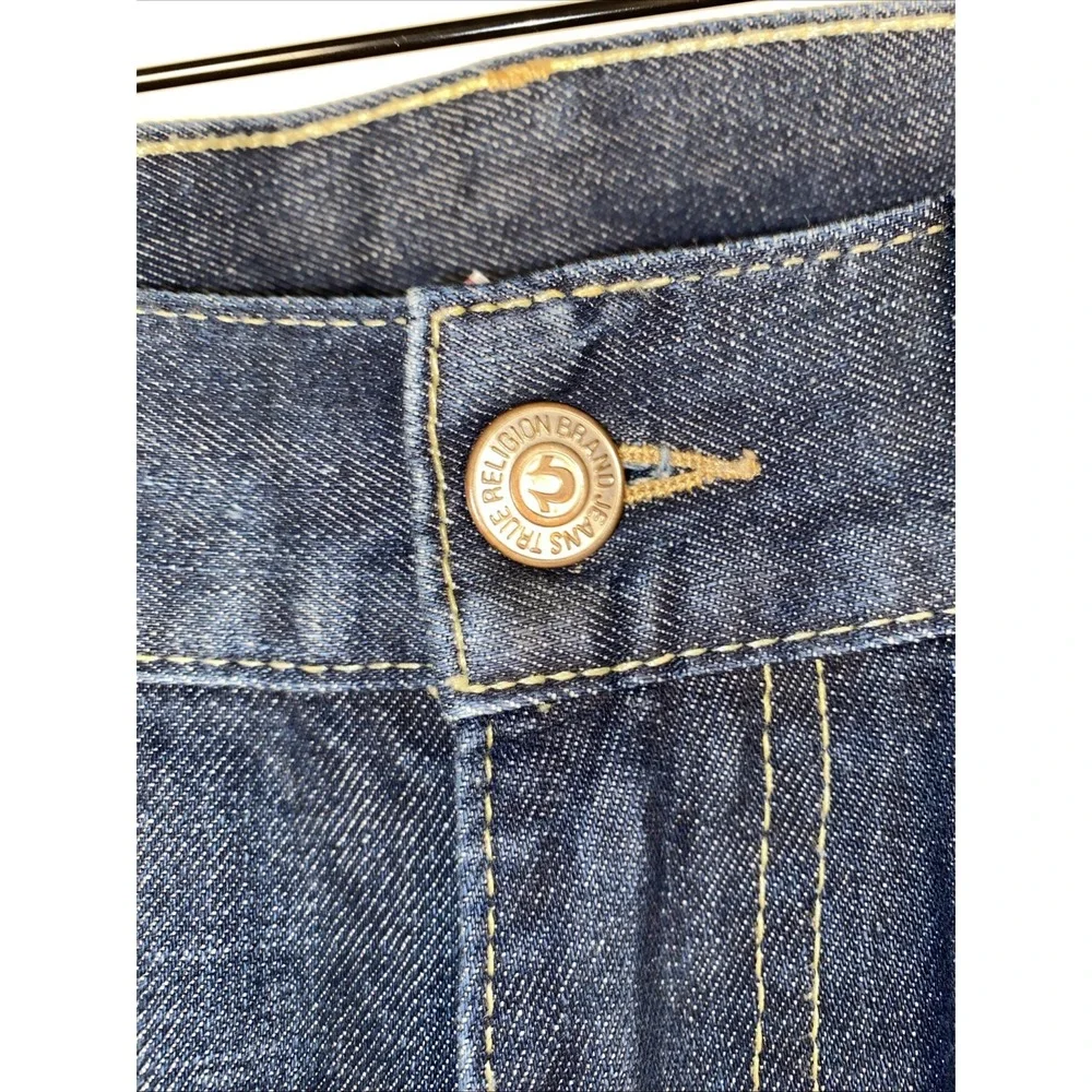 TRUE RELIGION BILLY BOOTCUT JEANS Mens 36x34 USA Made DARK Auburn Fine Stitching
